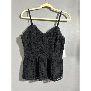 By Jopae Eyelet Lace Sleeveless Peplum Top With Adjustable Straps - Size L By Jo